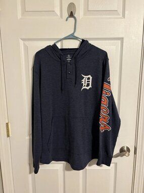 Detroit Tigers Henley Hoodie Mens M True Fan